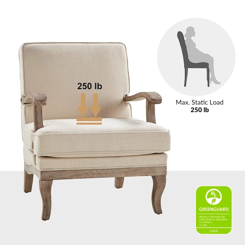 Fauteuil en polyester de style rustique avec dossier et coussin d'assise confortables