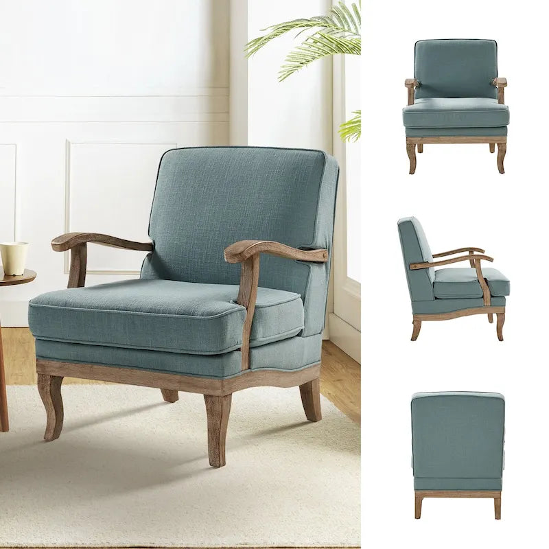 Fauteuil en polyester de style rustique avec dossier et coussin d'assise confortables