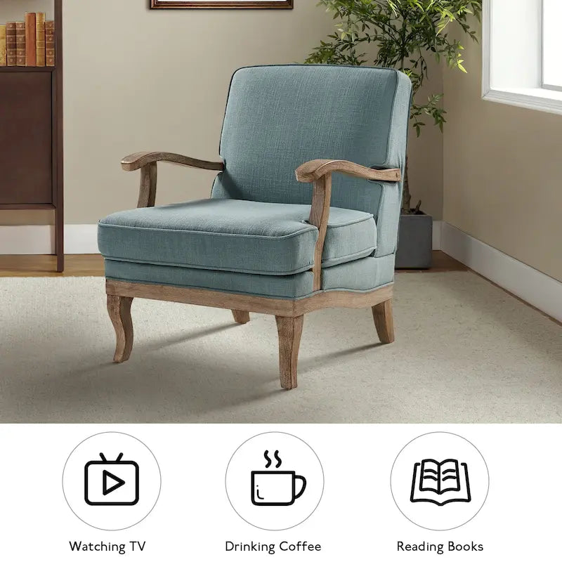 Fauteuil en polyester de style rustique avec dossier et coussin d'assise confortables