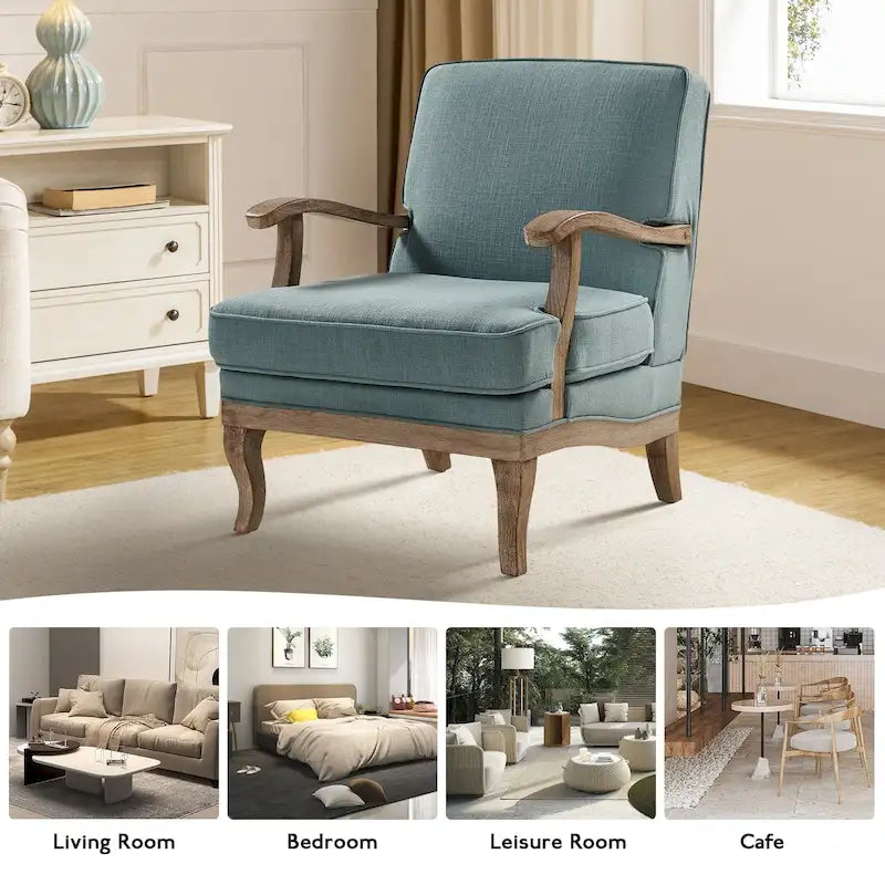 Fauteuil en polyester de style rustique avec dossier et coussin d'assise confortables