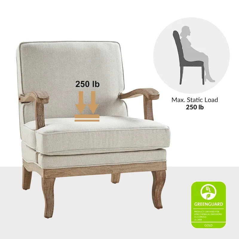 Fauteuil en polyester de style rustique avec dossier et coussin d'assise confortables