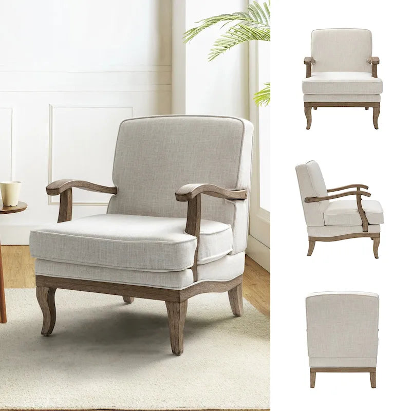 Fauteuil en polyester de style rustique avec dossier et coussin d'assise confortables