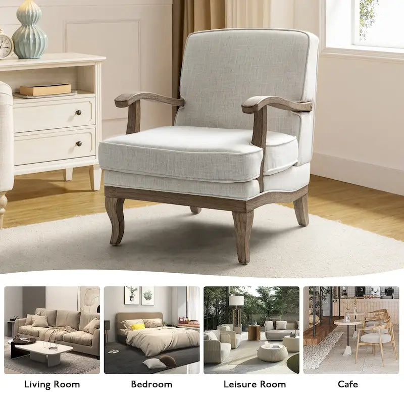 Fauteuil en polyester de style rustique avec dossier et coussin d'assise confortables