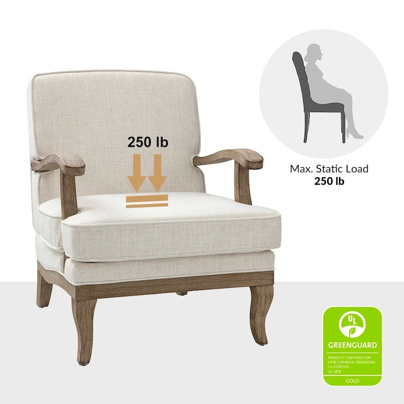 Fauteuil en polyester de style rustique avec dossier et coussin d'assise confortables