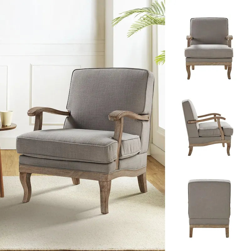 Fauteuil en polyester de style rustique avec dossier et coussin d'assise confortables