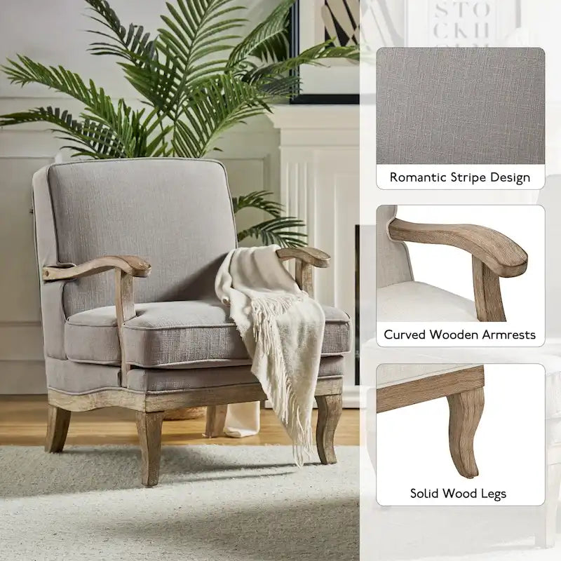 Fauteuil en polyester de style rustique avec dossier et coussin d'assise confortables