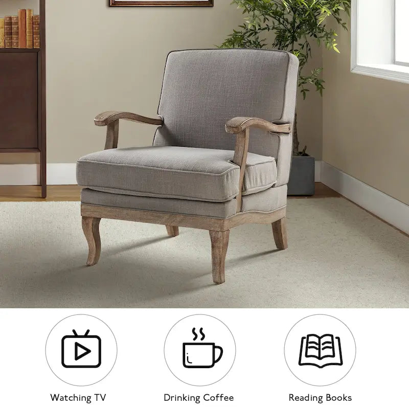 Fauteuil en polyester de style rustique avec dossier et coussin d'assise confortables