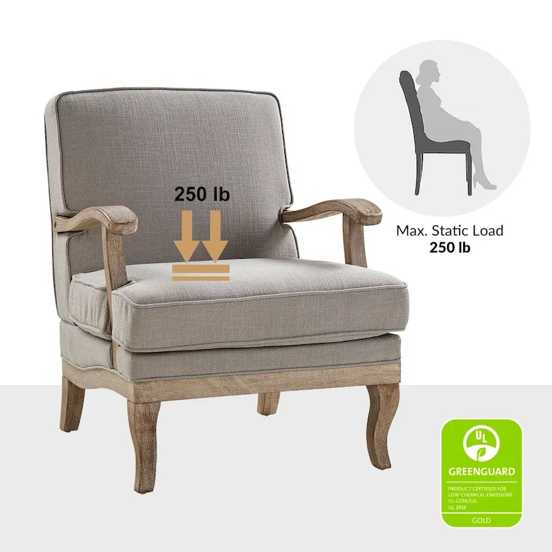 Fauteuil en polyester de style rustique avec dossier et coussin d'assise confortables