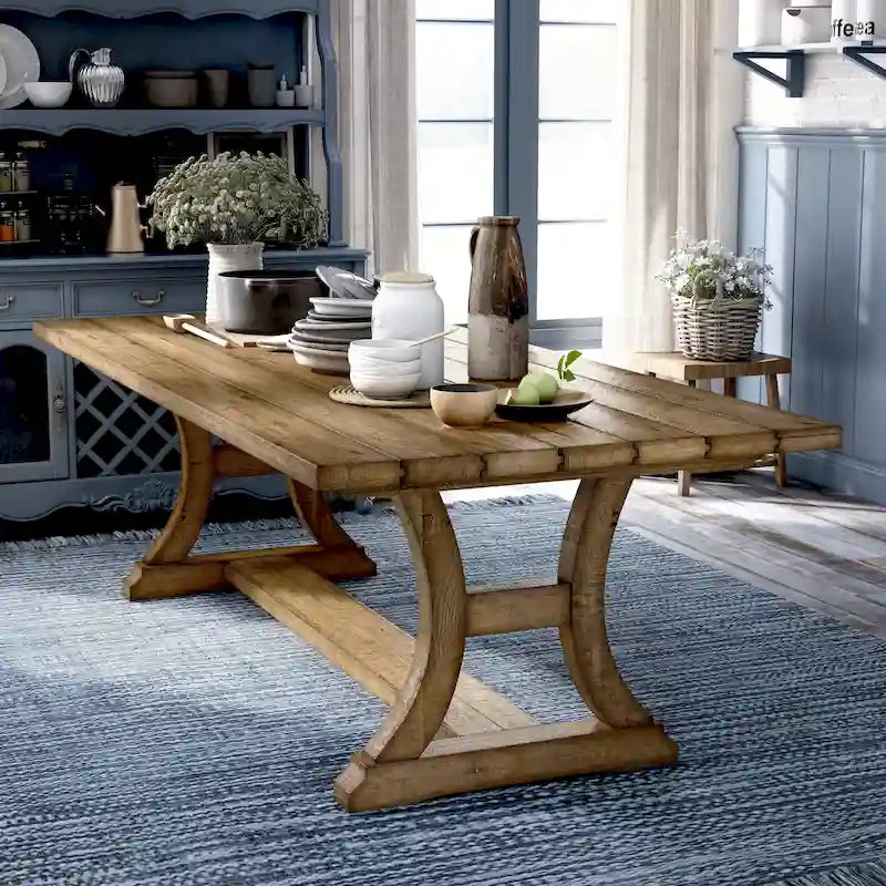 Table de salle à manger en pin massif de style campagnard