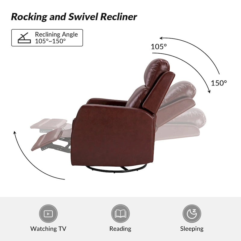 Fauteuil à bascule manuel/fauteuil inclinable pivotant en similicuir moderne