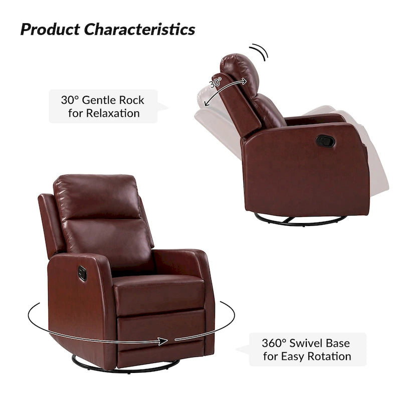 Fauteuil à bascule manuel/fauteuil inclinable pivotant en similicuir moderne