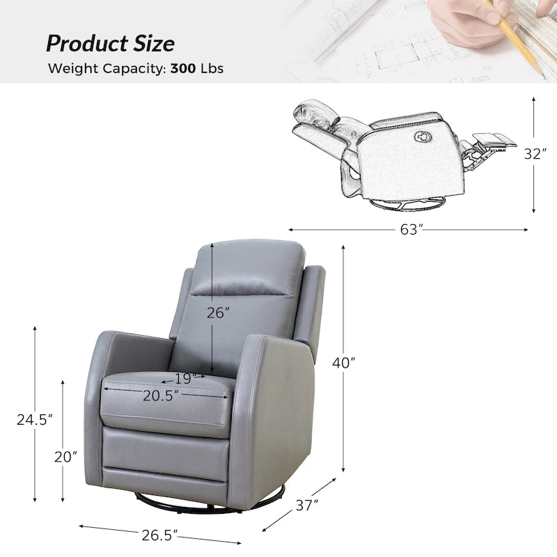 Fauteuil à bascule manuel/fauteuil inclinable pivotant en similicuir moderne