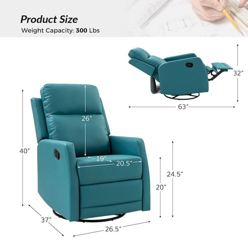 Fauteuil à bascule manuel/fauteuil inclinable pivotant en similicuir moderne