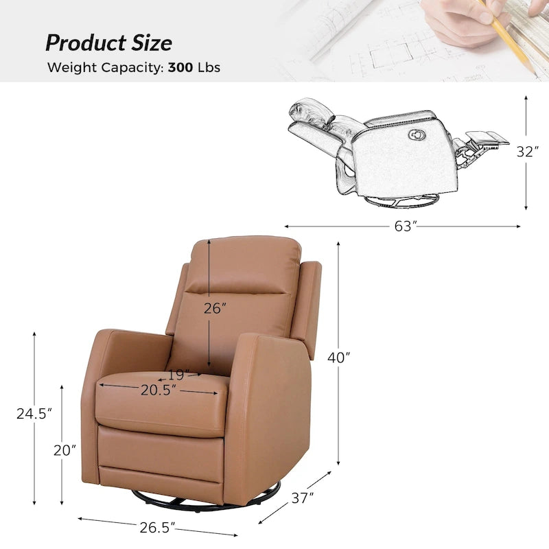 Fauteuil à bascule manuel/fauteuil inclinable pivotant en similicuir moderne