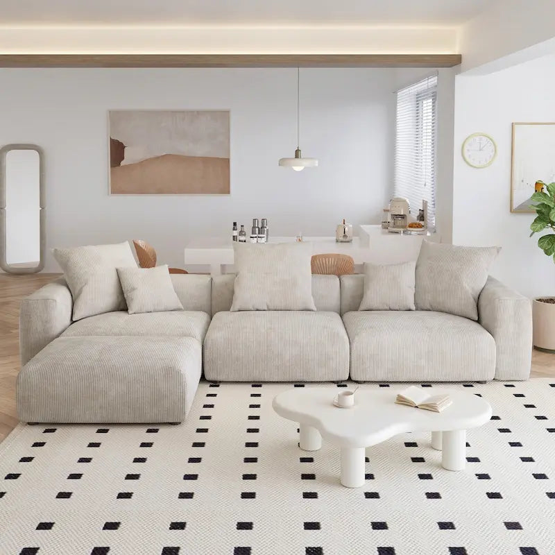 Canapé moderne en forme de L avec housse de coussin amovible