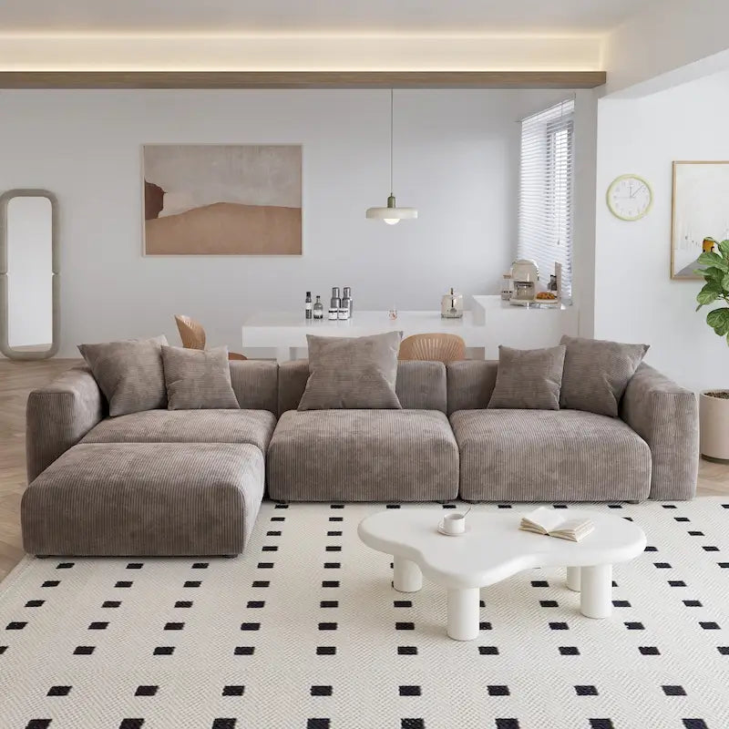 Canapé moderne en forme de L avec housse de coussin amovible