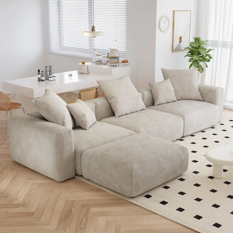 Canapé moderne en forme de L avec housse de coussin amovible