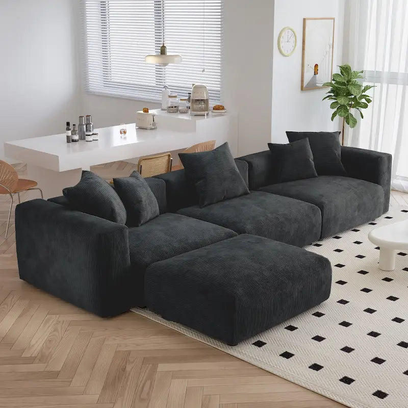 Canapé moderne en forme de L avec housse de coussin amovible