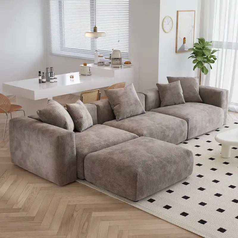 Canapé moderne en forme de L avec housse de coussin amovible