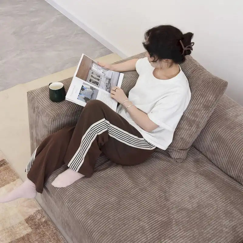 Canapé moderne en forme de L avec housse de coussin amovible