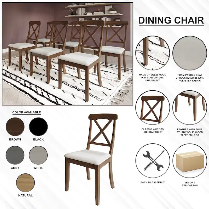 Chaises de salle à manger en bois de style fermier (lot de 2)