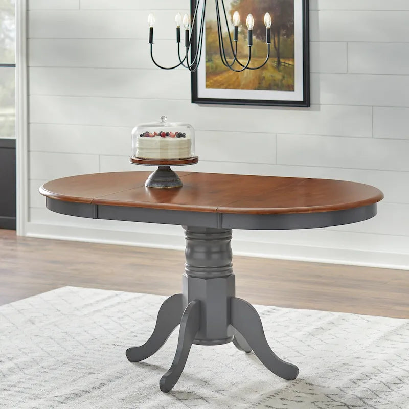 Table à manger en bois massif de style rustique (avec rallonge)