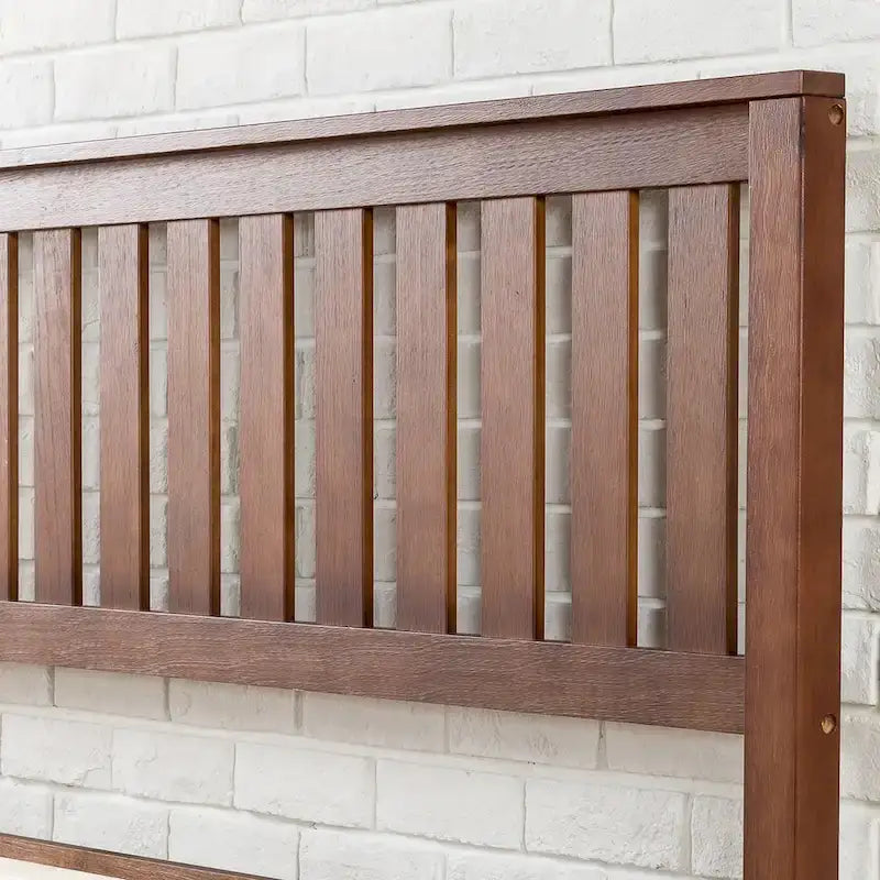 Lit plateforme antique en bois massif couleur espresso