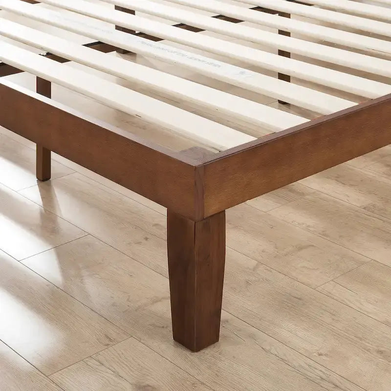 Lit plateforme antique en bois massif couleur espresso