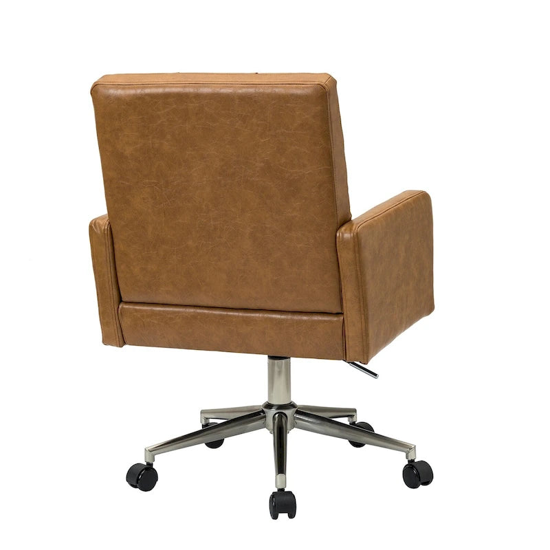 Chaise de bureau moderne à cinq roulettes réglable en hauteur en cuir végétalien