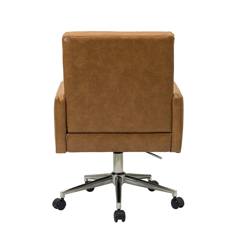 Chaise de bureau moderne à cinq roulettes réglable en hauteur en cuir végétalien