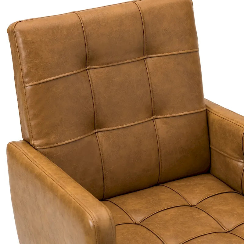 Chaise de bureau moderne à cinq roulettes réglable en hauteur en cuir végétalien
