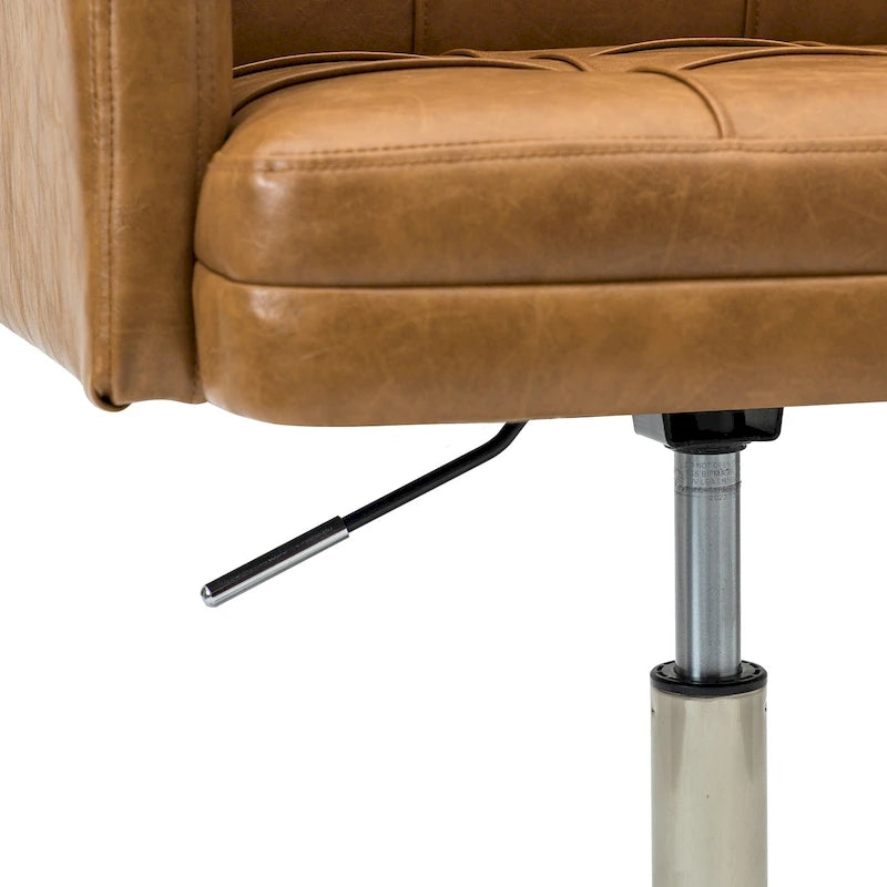 Chaise de bureau moderne à cinq roulettes réglable en hauteur en cuir végétalien