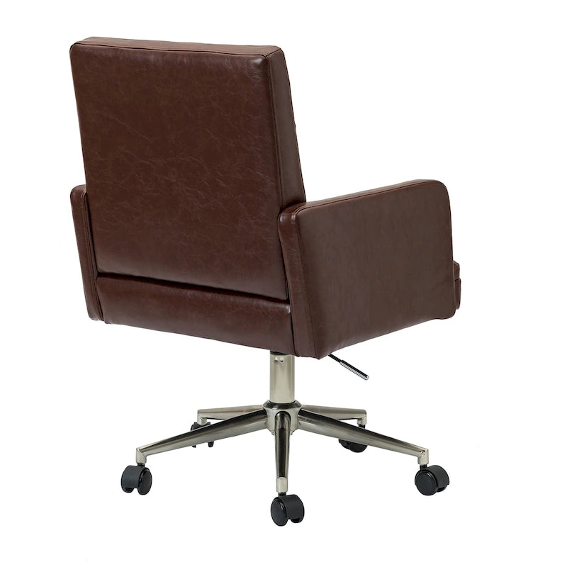 Chaise de bureau moderne à cinq roulettes réglable en hauteur en cuir végétalien