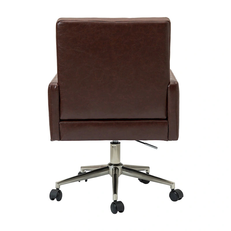 Chaise de bureau moderne à cinq roulettes réglable en hauteur en cuir végétalien