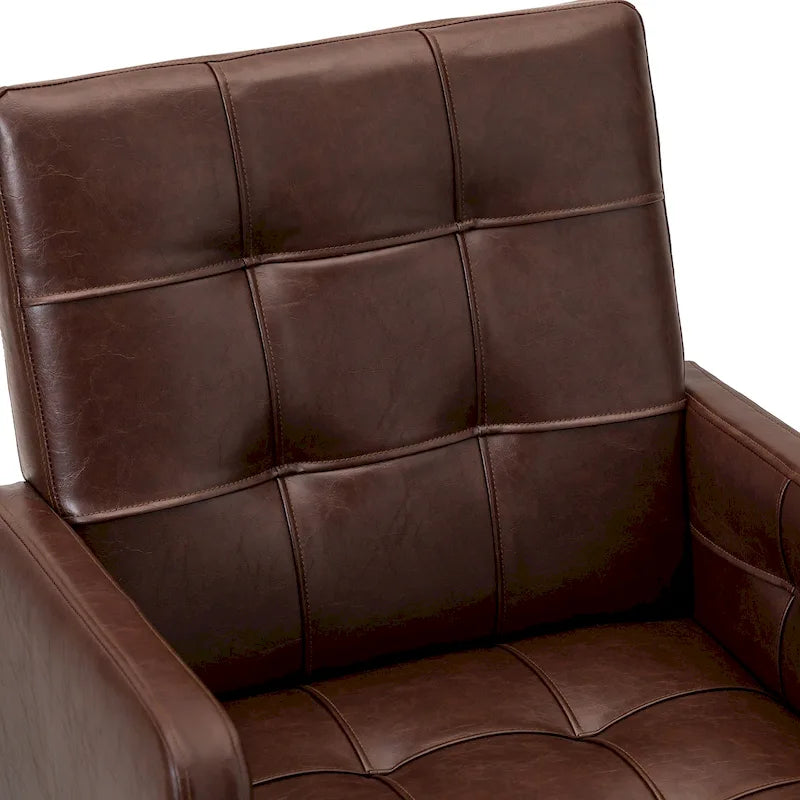 Chaise de bureau moderne à cinq roulettes réglable en hauteur en cuir végétalien
