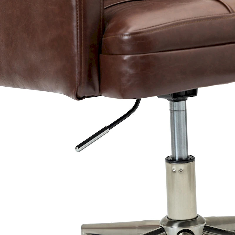 Chaise de bureau moderne à cinq roulettes réglable en hauteur en cuir végétalien