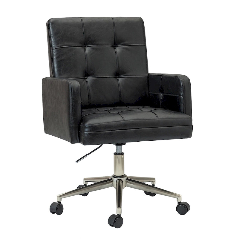 Chaise de bureau moderne à cinq roulettes réglable en hauteur en cuir végétalien