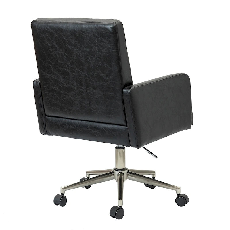 Chaise de bureau moderne à cinq roulettes réglable en hauteur en cuir végétalien