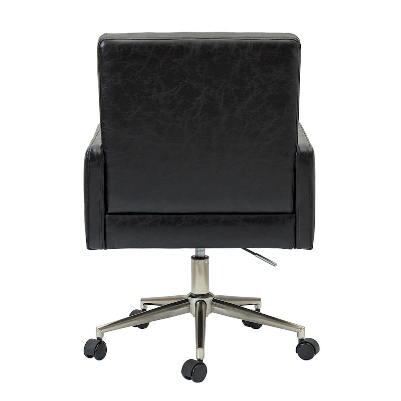Chaise de bureau moderne à cinq roulettes réglable en hauteur en cuir végétalien