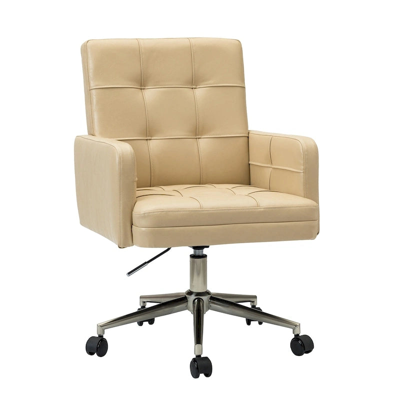 Chaise de bureau moderne à cinq roulettes réglable en hauteur en cuir végétalien