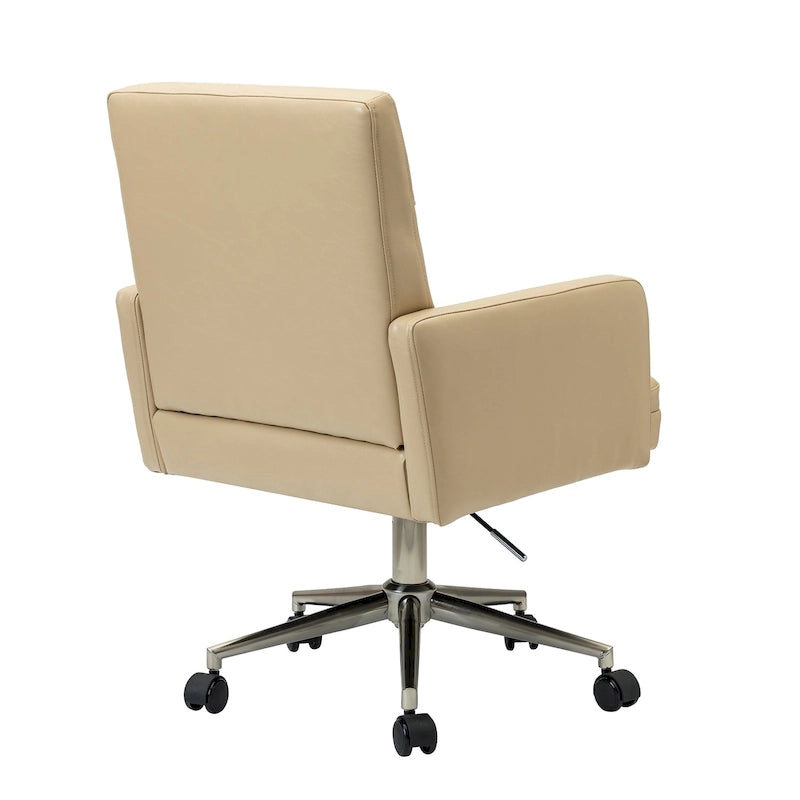 Chaise de bureau moderne à cinq roulettes réglable en hauteur en cuir végétalien