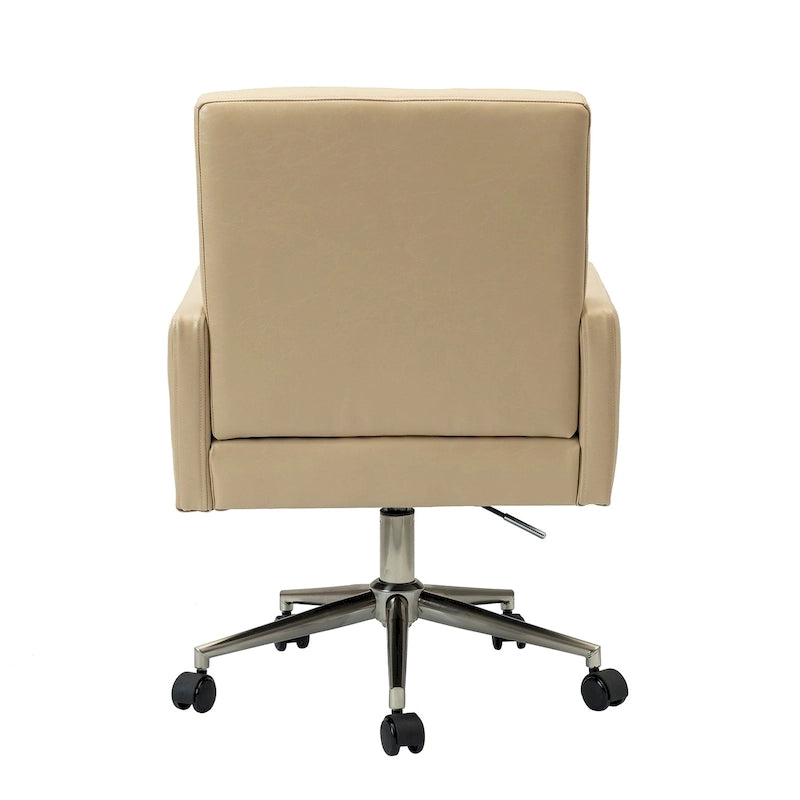 Chaise de bureau moderne à cinq roulettes réglable en hauteur en cuir végétalien