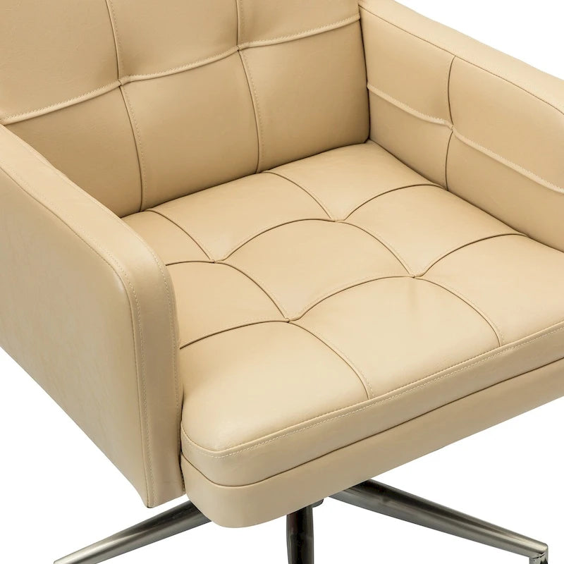 Chaise de bureau moderne à cinq roulettes réglable en hauteur en cuir végétalien