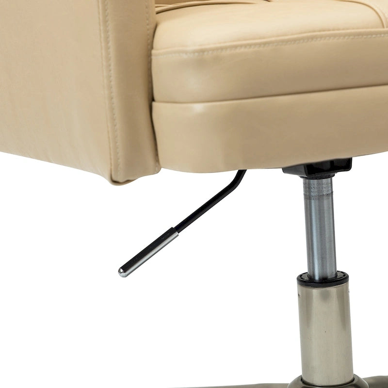 Chaise de bureau moderne à cinq roulettes réglable en hauteur en cuir végétalien