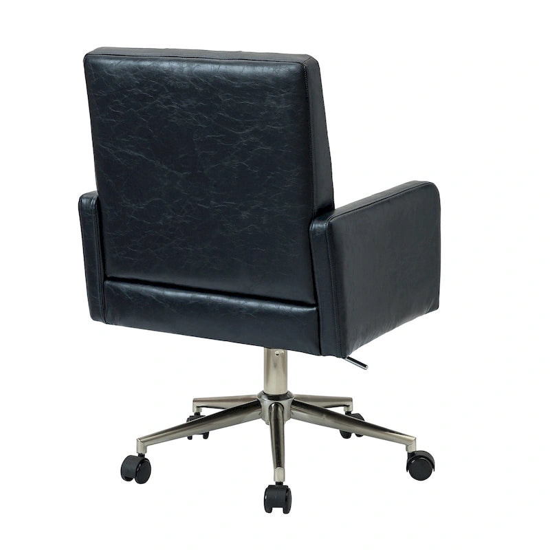 Chaise de bureau moderne à cinq roulettes réglable en hauteur en cuir végétalien
