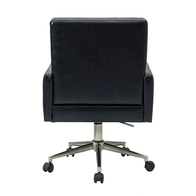 Chaise de bureau moderne à cinq roulettes réglable en hauteur en cuir végétalien
