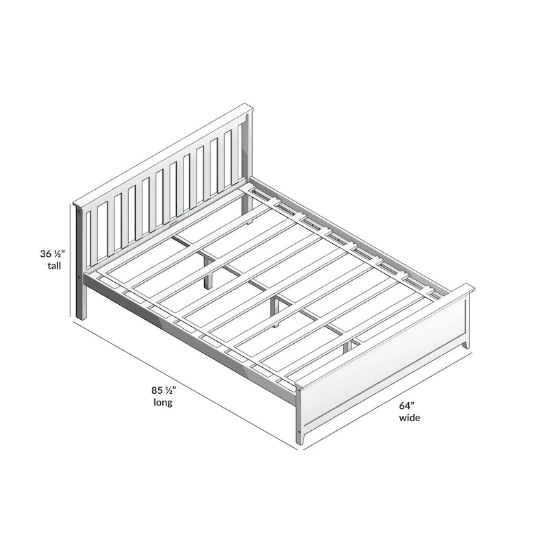 Lit plateforme classique en bois massif, format grand lit