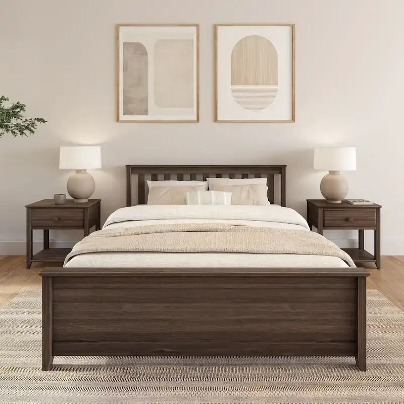 Lit plateforme classique en bois massif, format grand lit