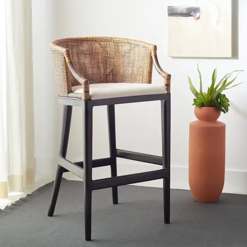 SAFAVIEH Virona Rattan 30-inch Bar Stool - 22.3  W x 20.5  L x 39  H - 22Wx21Dx39H