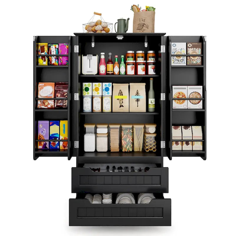 Meuble de rangement de cuisine, armoire de rangement de salle de bain autoportante avec 2 portes et tiroirs